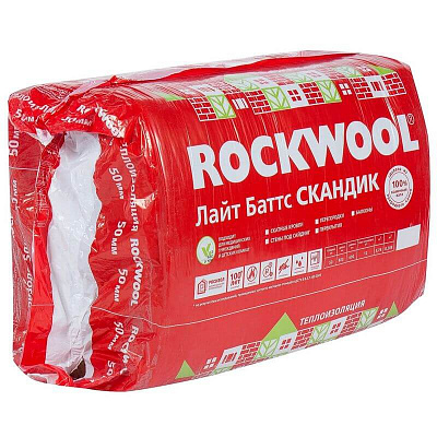 Утеплитель Лайт Баттс скандик Rockwool (800*600*50) 12п/0,288м3/5,76м2 (24 уп/п) фото Центр Металлокровли